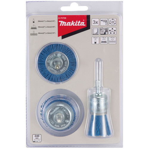 MAKITA D-70758 Set de brosses en nylon pour ponçage fin, 3 pcs MAKITA D-70758 Set de brosses en nylon pour ponçage fin, 3 pcs