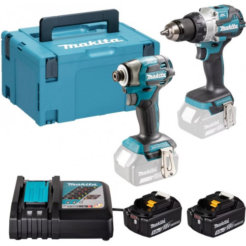 Makita DLX2528TJ Kit d’outils sans fil 18V DDF492 + DTW300 + (2x5,0Ah) + Makpac
