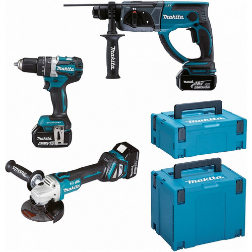 Makita DLX3093TJ Kit comco DGA513Z+DHR202Z+DHP484Z 18V (3xBL1850B+DC18RC+MAKPAC)