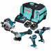Makita DLX4156TX1 Comboset (DDF486+DGA504+DHS660+DTD153+2xBL1850B) Sac