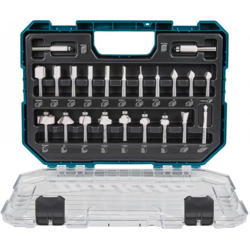 Makita D-74778 Coffret de 22 fraises pour défonceuse, queue 8 mm