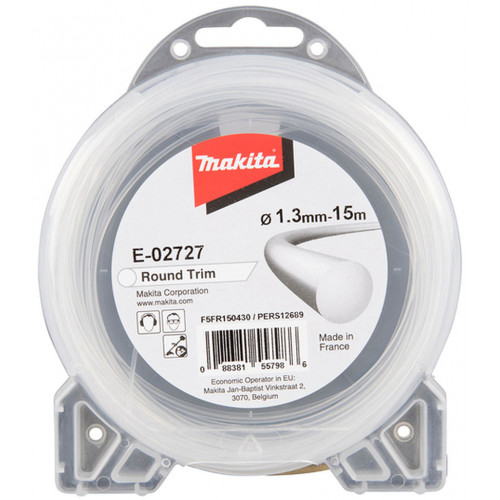MAKITA E-02727 Fil nylon 1,3 mm, 15 m, blanc, rond