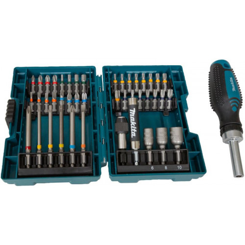 Makita E-25096 Coffret d’embouts de vissage 1/4" + tournevis a cliquet 44 pieces