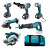 Makita DLX6046 Set sans fil DGA452Z + DHP458Z + DJR186Z + DML802 + DSS610Z + DTD152Z + 195