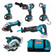 Makita DLX6046 Set sans fil DGA452Z + DHP458Z + DJR186Z + DML802 + DSS610Z + DTD152Z + 195