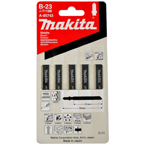 Makita A-85743 Lame pour métal et alu (2 a 6 mm), bois, contre-plaqué et PVC (3 a 35 mm)