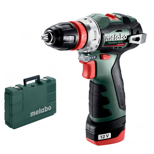 Metabo 601749500 Powermaxx BS BL Q Perceuse-visseuse sans fil 12V 2X2 Ah, Coffret