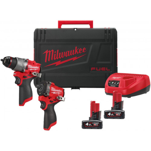 Milwaukee M12 FUEL Kit de démarrage M12FPP2X2-402X: M12 FPD2-0 + FCIWF12G3 (2x4,0Ah)