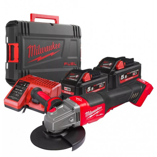Milwaukee M18 FHSAG125XPDB-552X Meuleuse d'angle 2x5.5 Ah, HD Box 4933471080