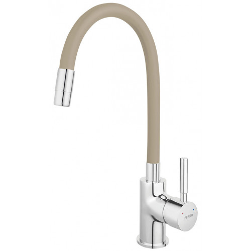 NOVASERVIS FERRO Robinetterie d’évier avec bec flexible, beige/chrome 70710,0BE