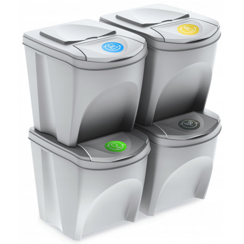 Prosperplast SORTIBOX Conteneurs Mixtes Tri sélectif avec 4x25L compartiments IKWB25S4