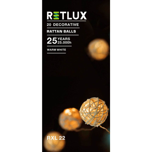 RETLUX RXL 22 20LED Rotin boules WW 0,5M Eclairage de Noel 50001456 RETLUX RXL 22 20LED Rotin boules WW 0,5M Eclairage de Noel 50001456
