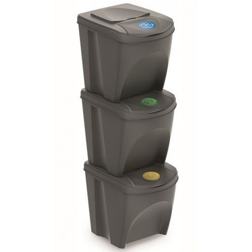 Prosperplast SORTIBOX Conteneurs Mixtes Tri sélectif avec 3x25L compartiments IKWB25S3