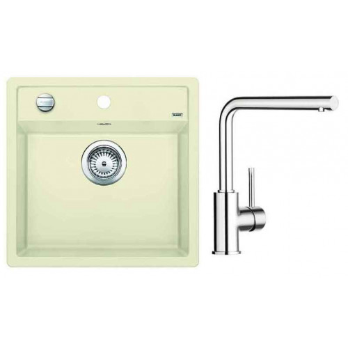 BLANCO Kit évier Dalago 5 Silgranit jasmin + mitigeur MILA chrome