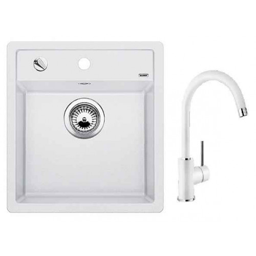 BLANCO Kit évier Dalago 5 Silgranit blanc + mitigeur Mida blanc