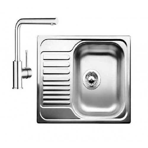 BLANCO Kit Blanco Tipo 45 S Mini inox +Mitigeur bec haut Mila Chromé