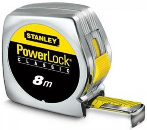 Stanley 0-33-198 PowerLock Metre a ruban plastique 8m/25mm, crochet d'extrémité a double