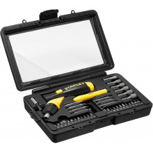 Stanley 0-63-038 Tournevis porte-embouts a cliquet poignée révolver, coffret 40 pieces