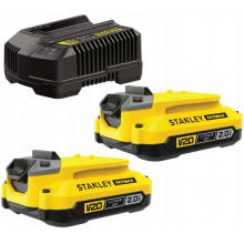 Stanley SFMCB12D2 FatMax Starter kit chargeur + 2 batteries V20 2x2,0Ah