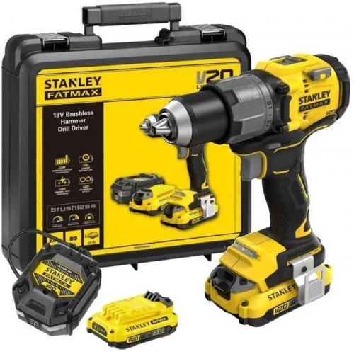 Stanley SFMCD725D2K-QW FatMax V20 Perceuse visseuse (80Nm/18V/2x2,0Ah), mallette