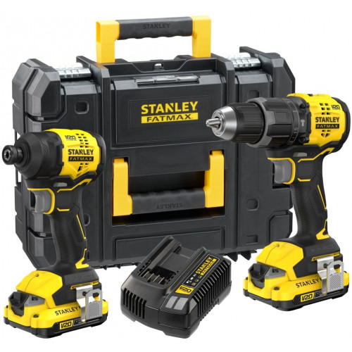 Stanley SFMCK201D2T-QW FatMax V20 Kit combiné d'outils (18V/2x2,0Ah), Pro-Stack