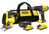 Stanley SFMCK212D2S FatMax V20 Perceuse a percussion et scie sauteuse (18V/2x2,0Ah), sac