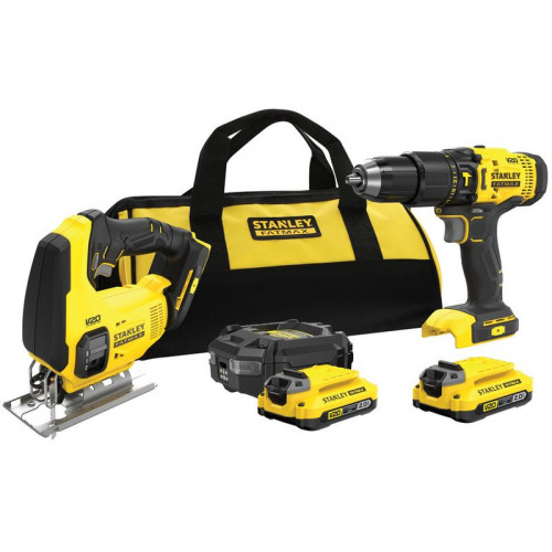 Stanley SFMCK212D2S FatMax V20 Perceuse a percussion et scie sauteuse (18V/2x2,0Ah), sac Stanley SFMCK212D2S FatMax V20 Perceuse a percussion et scie sauteuse (18V/2x2,0Ah), sac