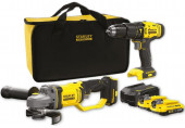 Stanley SFMCK471D2S FatMax V20 Perceuse-visseuse et meuleuse d'angle (18V/2x2,0Ah), sac