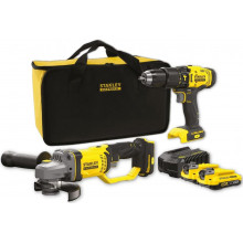 Stanley SFMCK471D2S FatMax V20 Perceuse-visseuse et meuleuse d'angle (18V/2x2.0Ah), sac