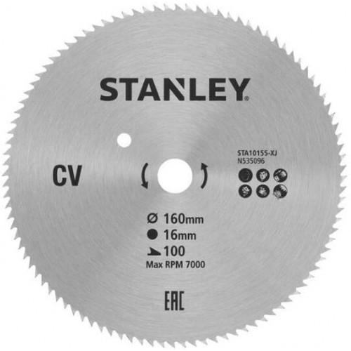 Stanley STA10155-XJ Lame de scie circulaire 160x16mm, 100 dents