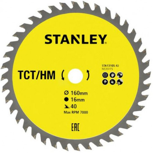 Stanley STA13105-XJ Lame de scie pour bois 160x16mm, 40 dents