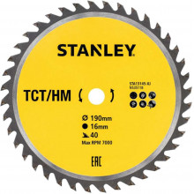 Stanley STA13145 Lame de scie pour bois 190x16mm, 40 dents