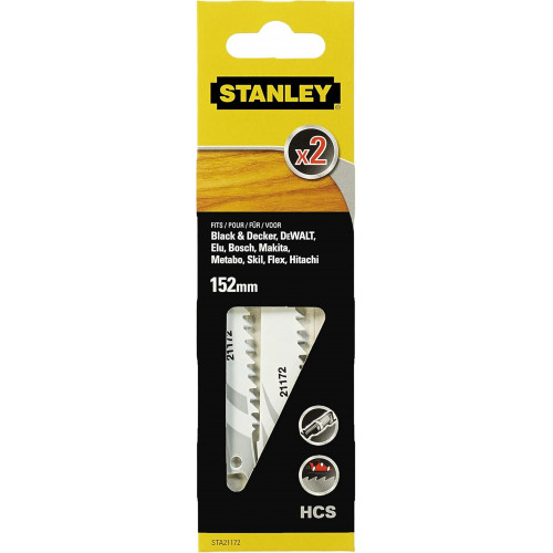 Stanley STA21172-XJ Lames de scie HCS pour bois et plastique, longueur 152mm, lot de 2 Stanley STA21172-XJ Lames de scie HCS pour bois et plastique, longueur 152mm, lot de 2