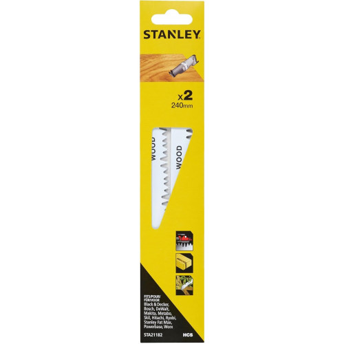 Stanley STA21182-XJ Lames de scie HCS pour branches, longueur 240mm, lot de 2 Stanley STA21182-XJ Lames de scie HCS pour branches, longueur 240mm, lot de 2
