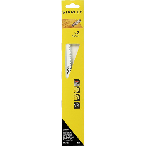 Stanley STA21252-XJ Lames de scie HCS pour bois et plastique, longueur 305mm, lot de 2 Stanley STA21252-XJ Lames de scie HCS pour bois et plastique, longueur 305mm, lot de 2