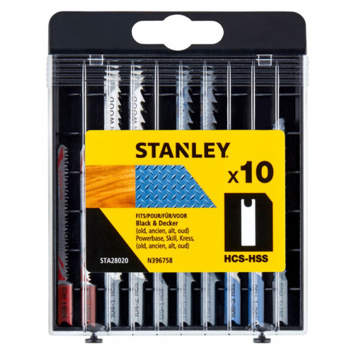 Stanley STA28020-XJ 10 lames en U pour scie sauteuse – HCS-HSS, pour bois et métal Stanley STA28020-XJ 10 lames en U pour scie sauteuse – HCS-HSS, pour bois et métal