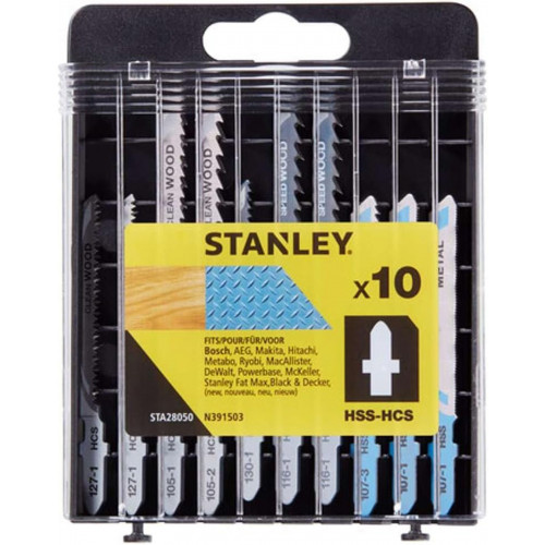 Stanley STA28050- XJ 10 lames en T pour scie sauteuse – HCS-HSS, pour bois et métal Stanley STA28050- XJ 10 lames en T pour scie sauteuse – HCS-HSS, pour bois et métal