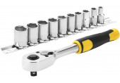 Stanley STMT82666-0 Jeu de douilles + cliquet 72 dents 1/4", 11 pieces