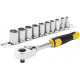 Stanley STMT82666-0 Jeu de douilles + cliquet 72 dents 1/4", 11 pieces
