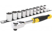 Stanley STMT82670-0 Jeu de douilles + cliquet 72 dents 3/8", 11 pieces