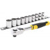 Stanley STMT82670-0 Jeu de douilles + cliquet 72 dents 3/8", 11 pieces