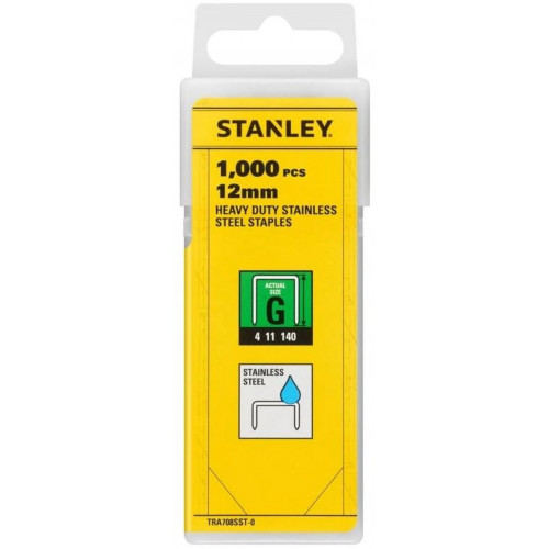 Stanley TRA708SST-0 Agrafes inox type G 4/11/140, 12mm, boite de 1000pcs