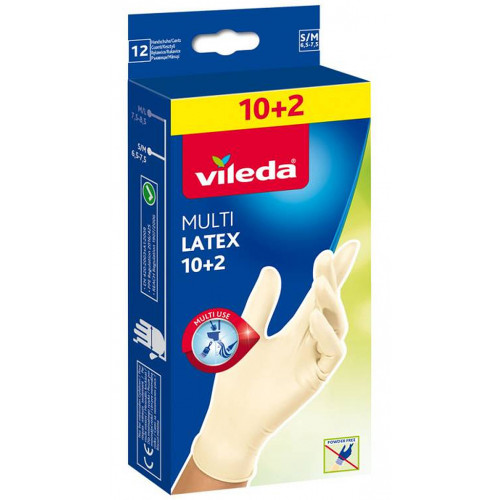 VILEDA Multi Latex 10+2 Gants jetables multi-usages "S/M" 145964