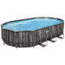 BESTWAY Power Steel Piscine hors sol ovale décor bois, 610 x 366 x 122 cm 5611R