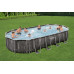 BESTWAY Power Steel Piscine hors sol ovale décor bois, 732 x 366 x 122 cm 5611T