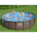 BESTWAY Power Steel Swim Vista Piscine hors sol ronde effet bois, 549 x 122 cm 56977