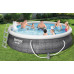 BESTWAY Fast Set Piscine hors sol motif rotin gris, 457 x 107 cm, avec pompe 57372