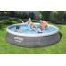 BESTWAY Fast Set Piscine hors sol motif rotin gris, 396 x 84 cm, avec pompe 57376