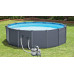 INTEX Piscine Graphite Panel Pool™ 478 x 124 cm,Filtre a sable et avec echelle 28382GN